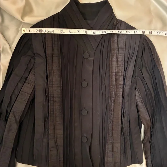 Hulda Bridgeman Design Wearable Art Black Silk Size 0 Petite Jacket Handmade EUC - Picture 9 of 16